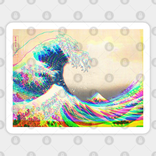 The funky Great Wave off Kanagawa Sticker by Christine aka stine1